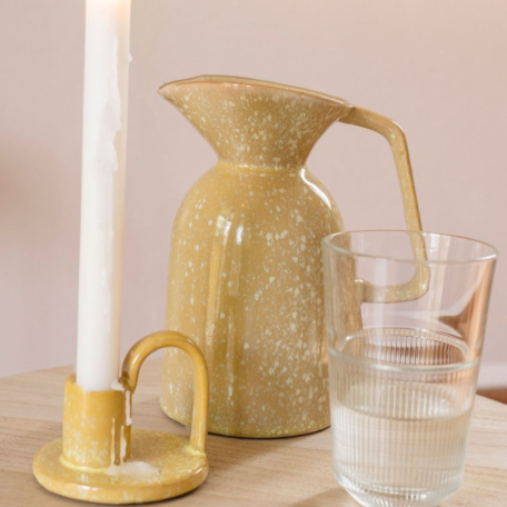 Porte-bougie en céramique jaune