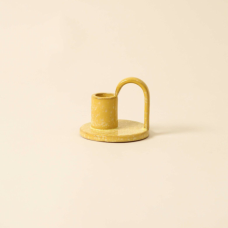Porte-bougie en céramique jaune