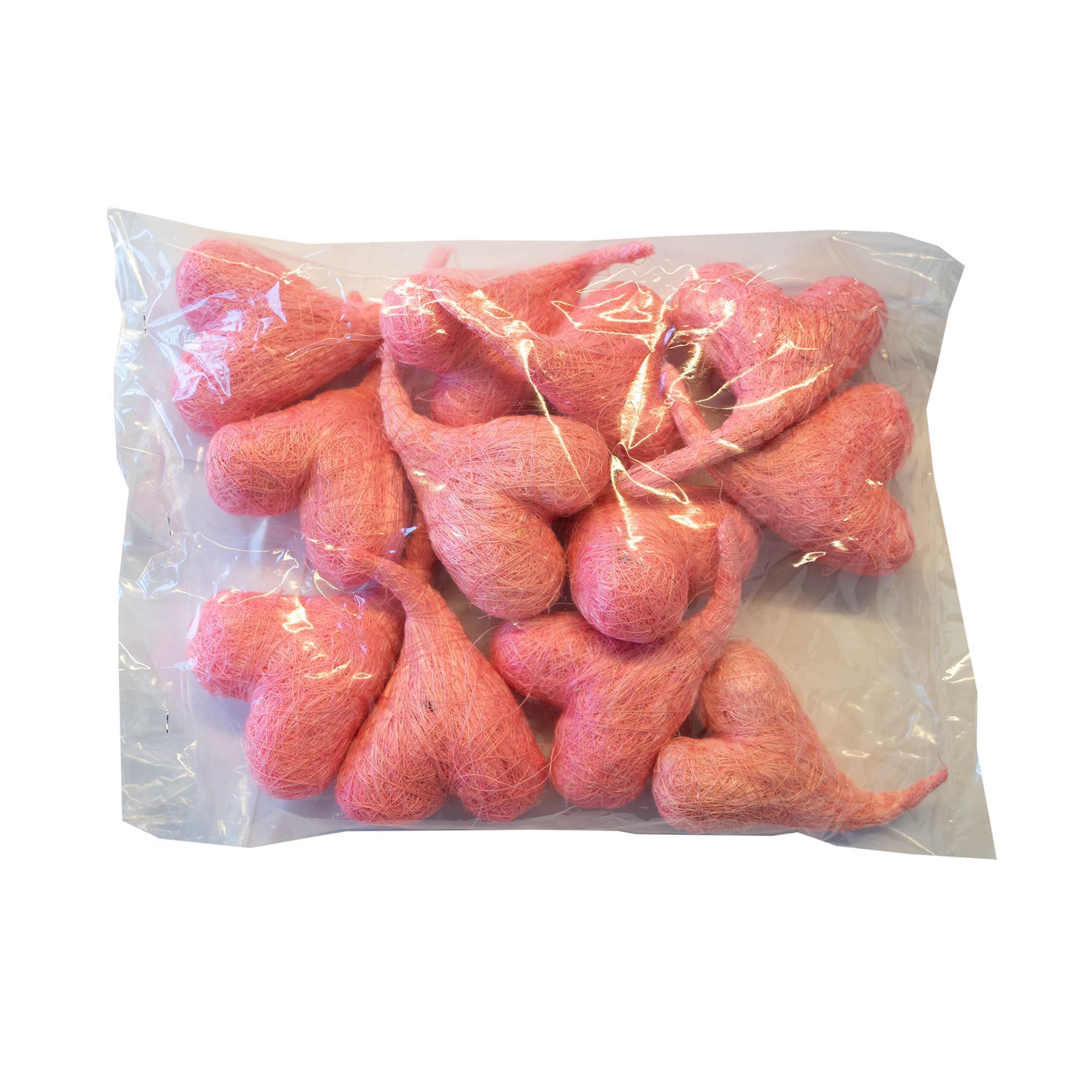 Cœur en sisal rose 8x11cm 12pcs.