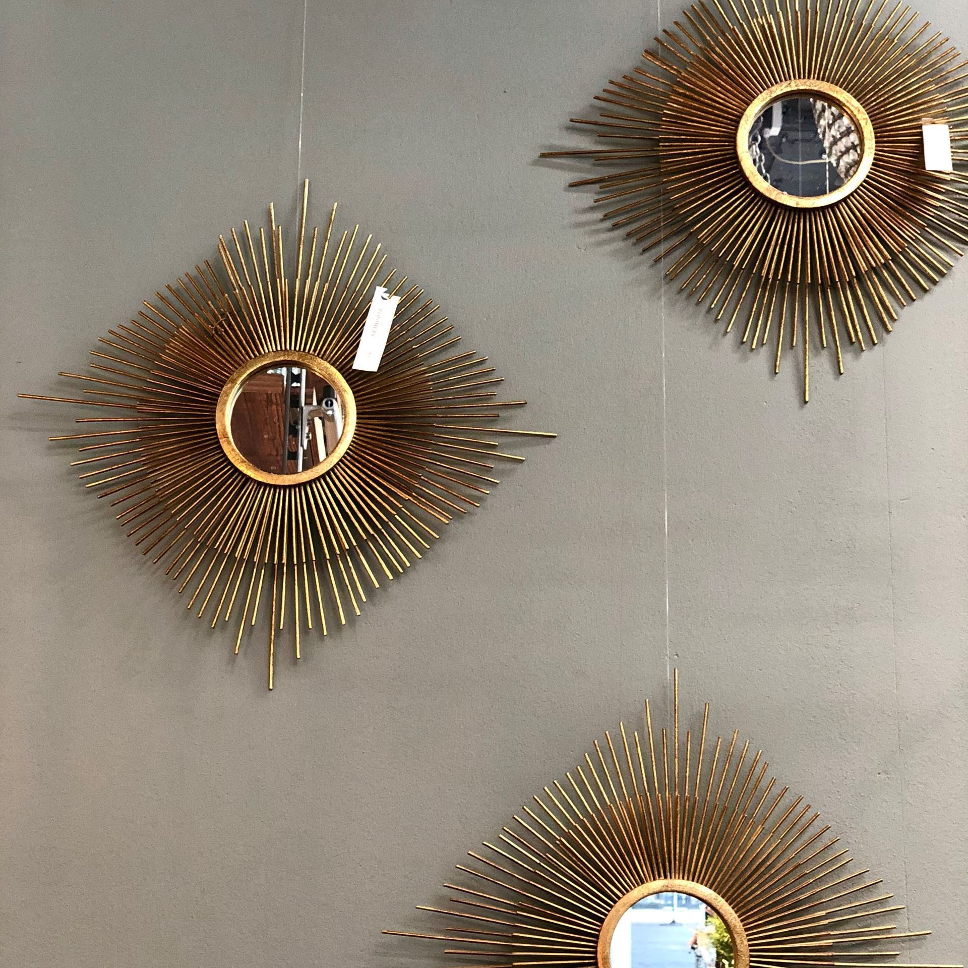 Miroir métallique (miroir soleil) en or, Ø 57cm