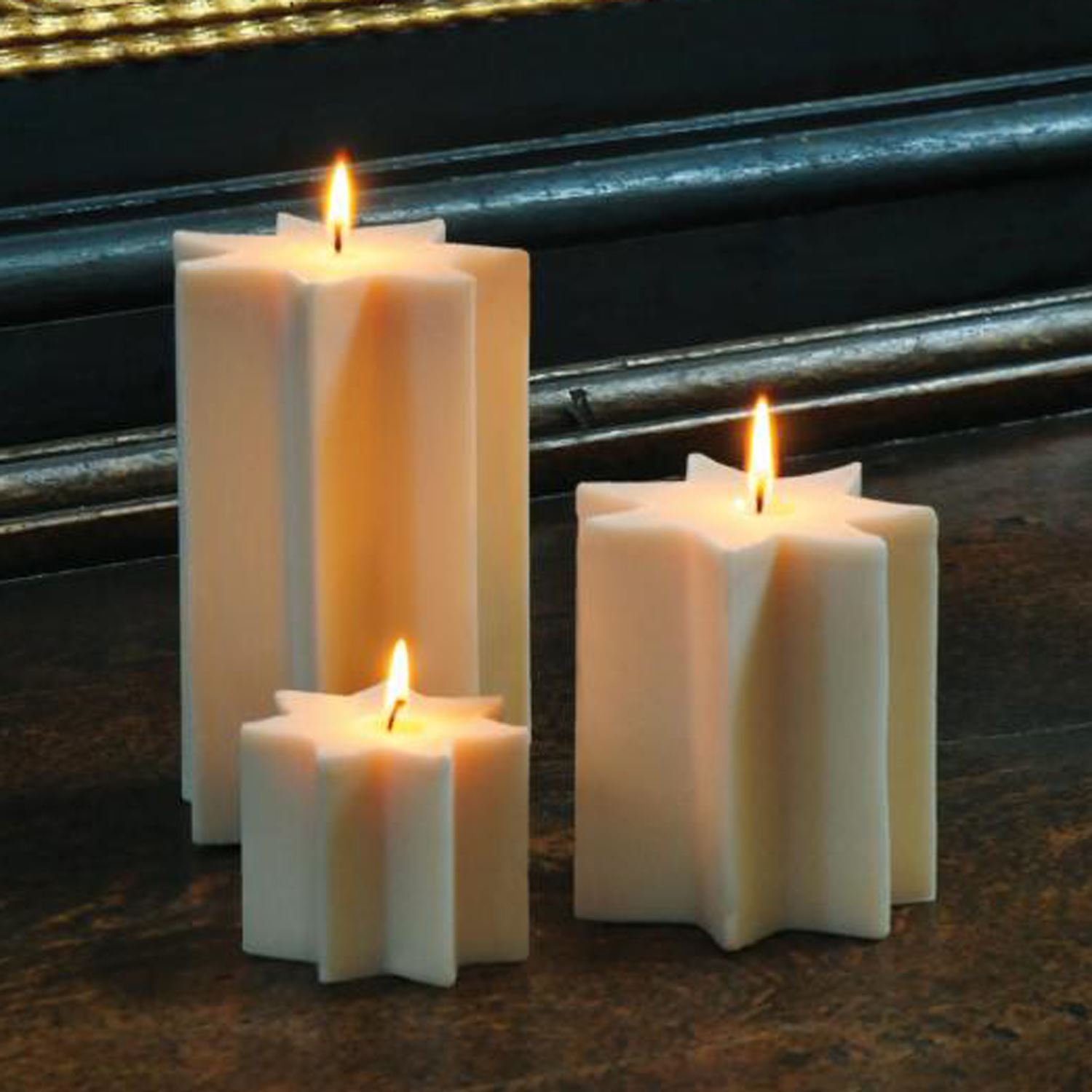 Bougie étoile en cire de colza pure, crème, petite