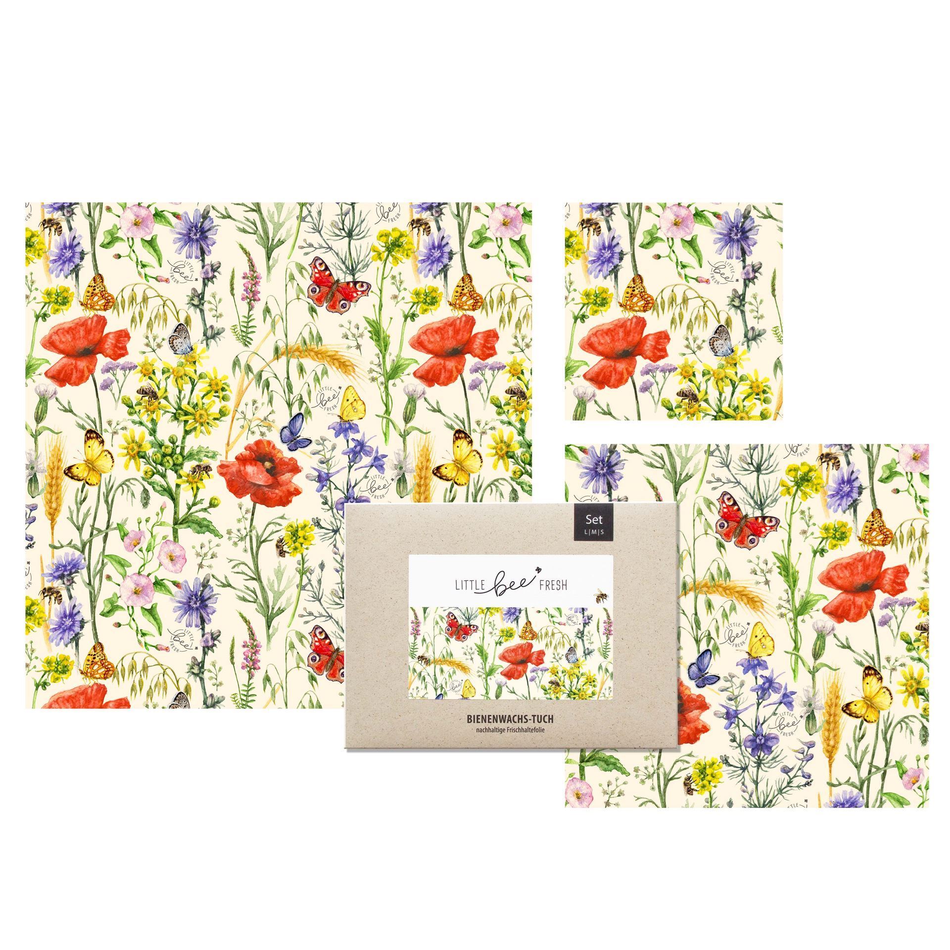 Bio-Bienenwachstuch     Starterset (L/M/S)  Bienentraum