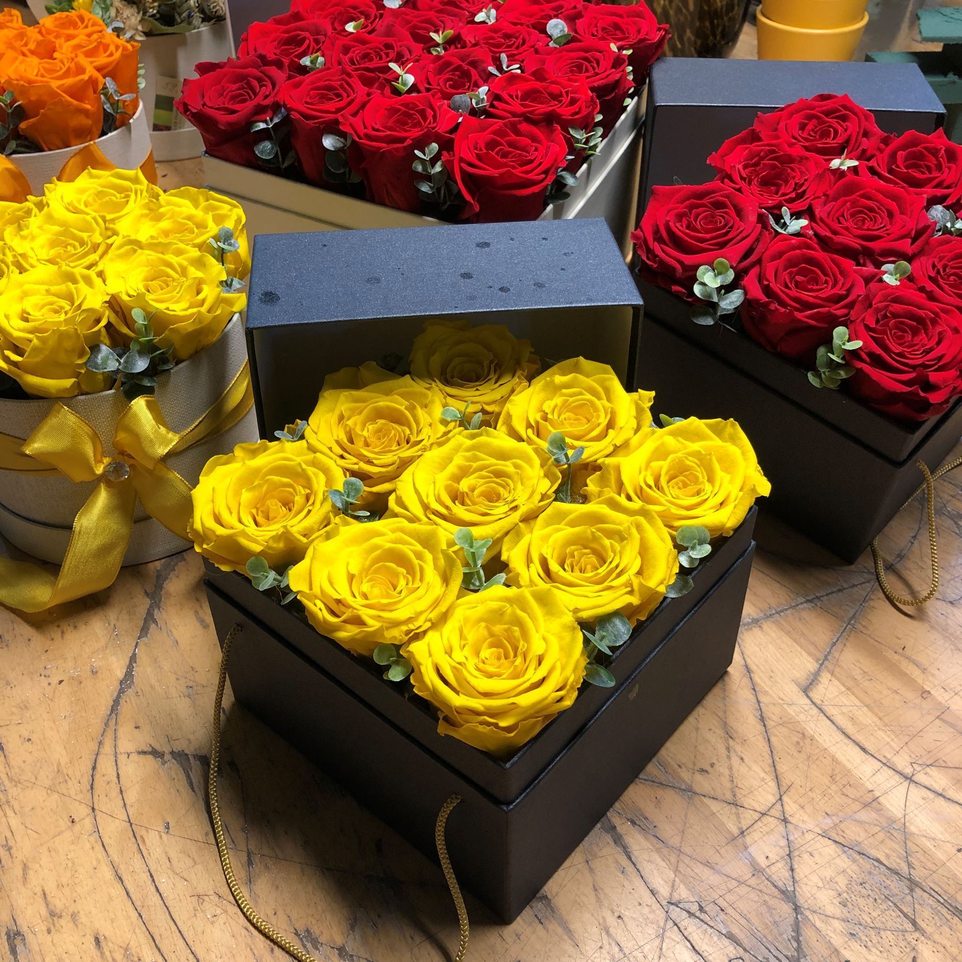 Edle schwarze Rosenbox