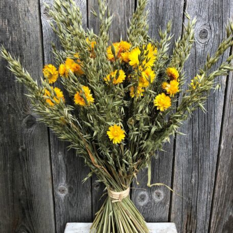 Bouquet natur Trockenblumenstrauss mit Strohblumen gelb