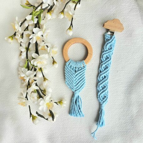 2er Set Makramee hellblau