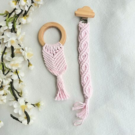 2er Set Makramee rosa