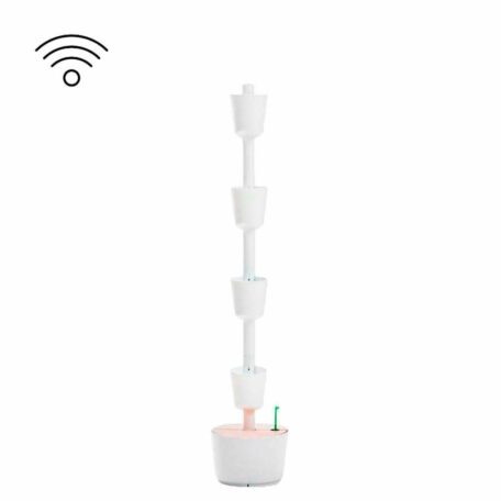 Pots de plantes verticaux modulaires auto-irrigués SMART timer, 4 pots blancs