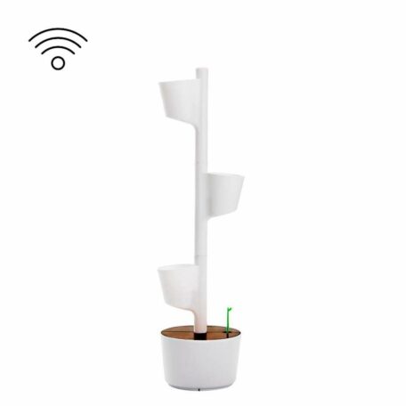 Pots de plantes verticaux modulaires auto-irrigués SMART timer, 4 pots blancs