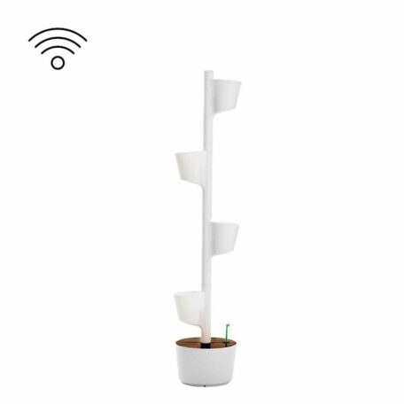 Pots de plantes verticaux modulaires auto-irrigués SMART timer, 4 pots blancs