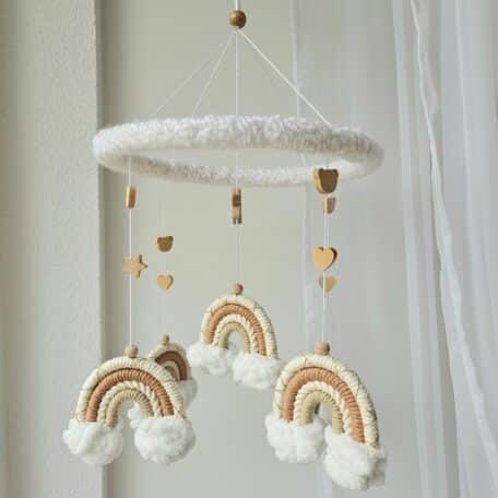 Baby Mobile Puffel Makramee beige