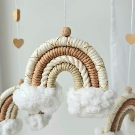 Baby Mobile Puffel Makramee beige