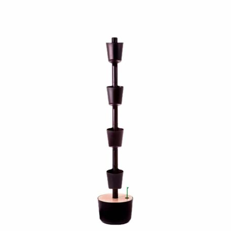 Pots de plantes verticaux modulaires auto-irrigués Minuteur numérique, 4 pots noirs