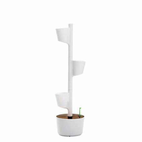Pots de plantes verticaux modulaires auto-irrigués Minuteur numérique, 4 pots blancs