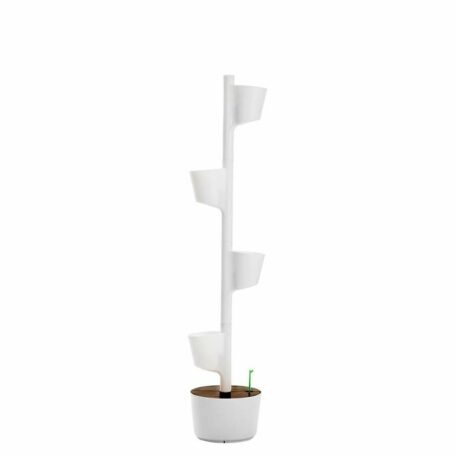 Pots de plantes verticaux modulaires auto-irrigués Minuteur numérique, 4 pots blancs