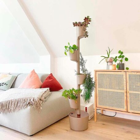 Jardinière verticale modulaire, 4 pots, couleur écorce de pin