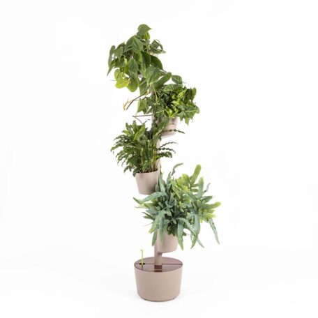 Pots de plantes verticaux modulaires auto-irrigués Minuteur numérique, 3 pots, couleur écorce de pin