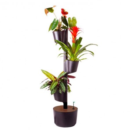 Jardinière verticale modulaire, 4 pots noirs