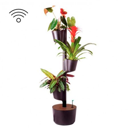 Pots de plantes verticaux modulaires auto-irrigués SMART timer, 4 pots noirs