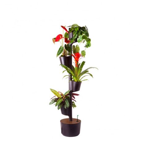 Jardinière verticale modulaire, 4 pots noirs