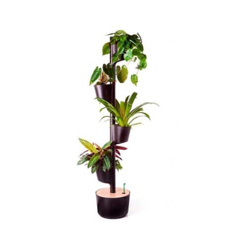 Pots de plantes verticaux modulaires auto-irrigués Minuteur numérique, 4 pots noirs