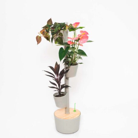 Pots de plantes verticaux modulaires auto-irrigués Minuterie numérique, 4 pots gris