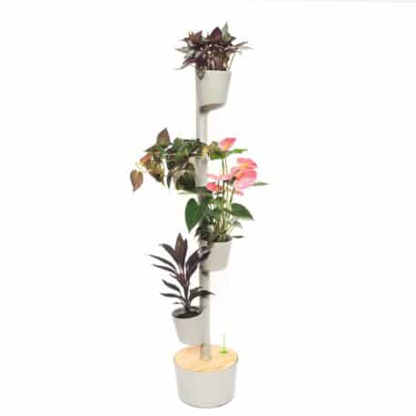 Jardinière verticale modulaire, 4 pots gris