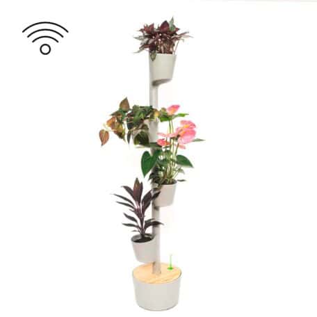 Pots de plantes verticaux modulaires auto-arrosants SMART timer, 4 pots gris
