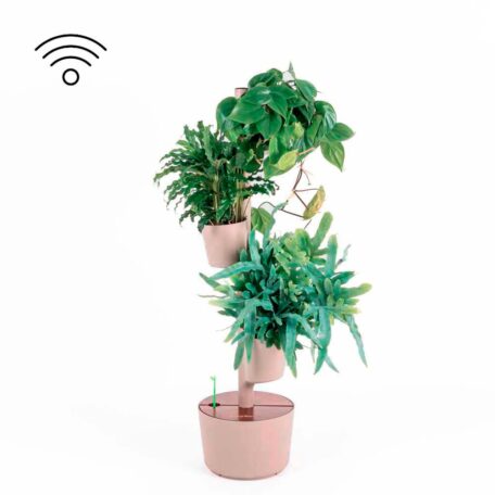 Pots de plantes verticaux modulaires auto-irrigués SMART timer, 3 pots, couleur écorce de pin