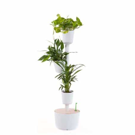 Pots de plantes verticaux modulaires auto-irrigués Minuteur numérique, 4 pots blancs