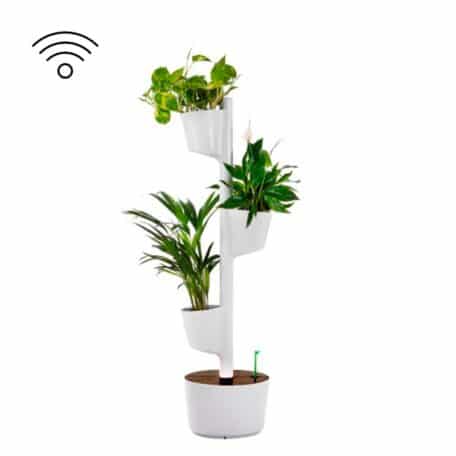 Pots de plantes verticaux modulaires auto-irrigués SMART timer, 4 pots blancs