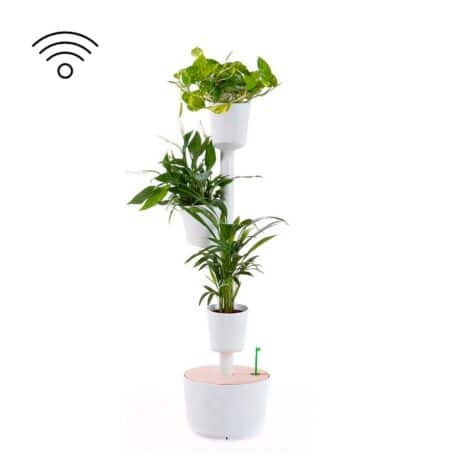 Pots de plantes verticaux modulaires auto-irrigués SMART timer, 4 pots blancs