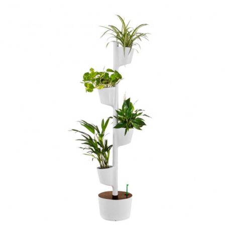 Pots de plantes verticaux modulaires auto-irrigués Minuteur numérique, 4 pots blancs