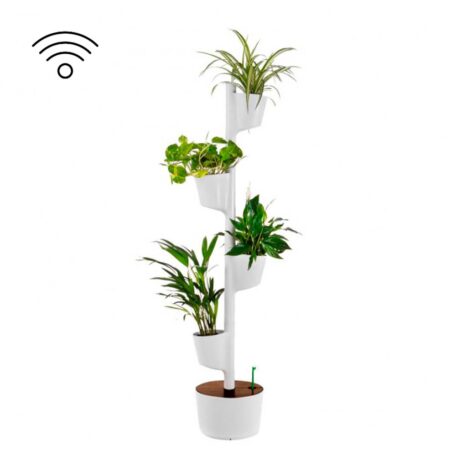 Pots de plantes verticaux modulaires auto-irrigués SMART timer, 4 pots blancs