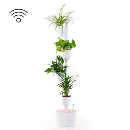 Pots de plantes verticaux modulaires auto-irrigués SMART timer, 4 pots blancs
