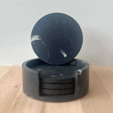 Untersetzer im 4er-Set, schwarz marmoriert