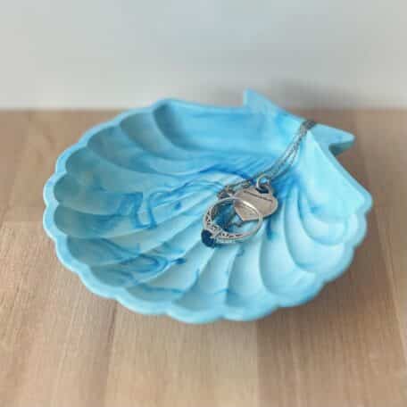 Muschel-Dekoschale, blau marmoriert