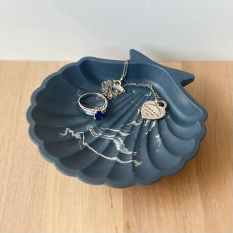 Muschel-Dekoschale, schwarz silber marmoriert