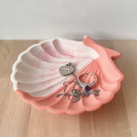 Muschel-Dekoschale, pink/marmoriert