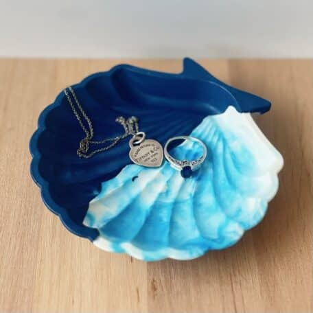 Muschel-Dekoschale, blau/marmoriert