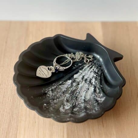 Muschel-Dekoschale, schwarz silber