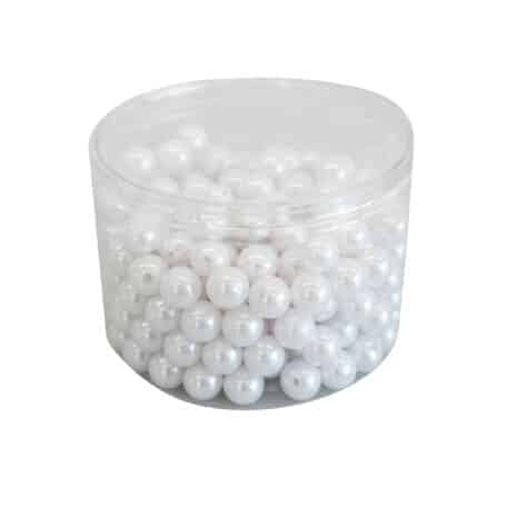 Deko-Perlen weiss mit Loch, 14 mm