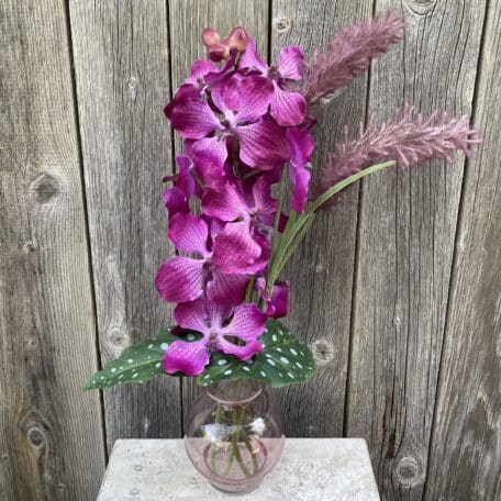 Vanda Orchidee & Pampas in Glasvase © Atelier Leutwyler Fleurop Partner Ebikon bei Luzern