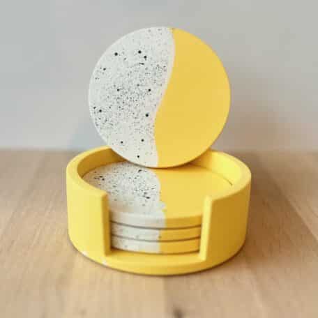 Untersetzer im 4er-Set, Gelb Weiss