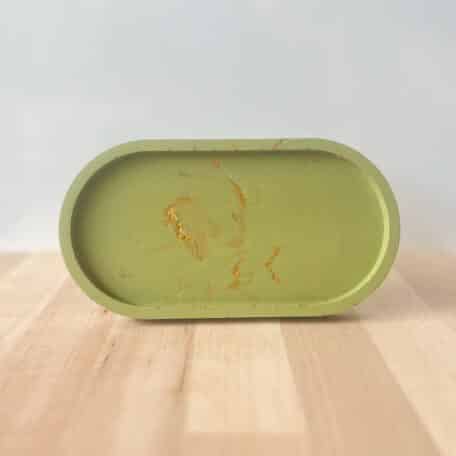 Plateau ovale, marbré vert et or