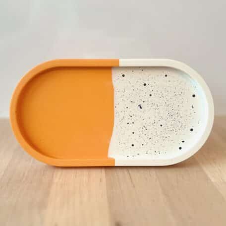 Plateau ovale, orange blanc