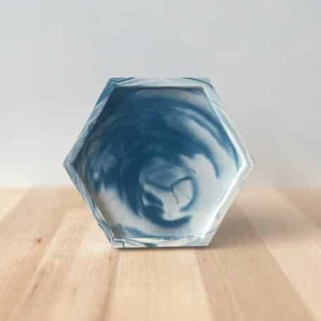 Hexagon Tablett, blau marmoriert