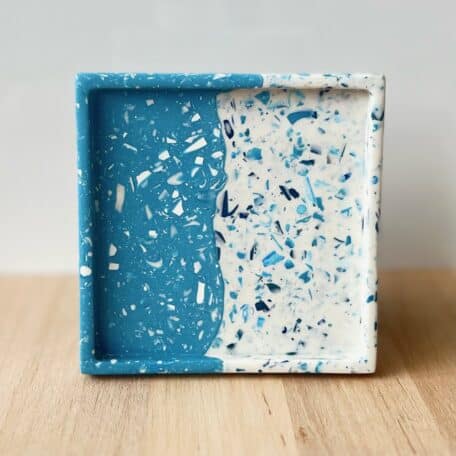 Plateau carré bleu-blanc