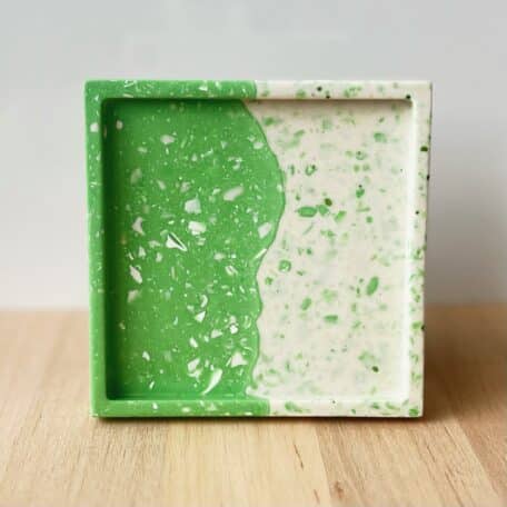 Plateau carré vert-blanc