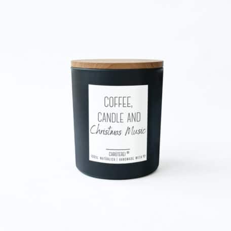 coffee, candle and christmas music