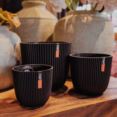 Capi Europe Pot Groove noir en textile, H 12cm, Ø 13cm